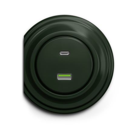 Kliklap - Retro gniazdo USB A+C zielony