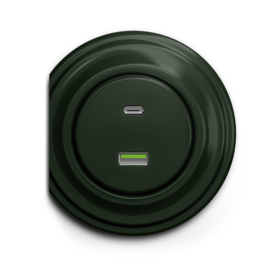 Kliklap - Retro gniazdo USB A+C zielony