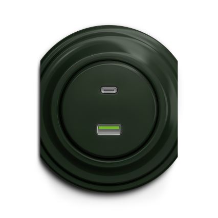 Kliklap - Retro gniazdo USB A+C zielony