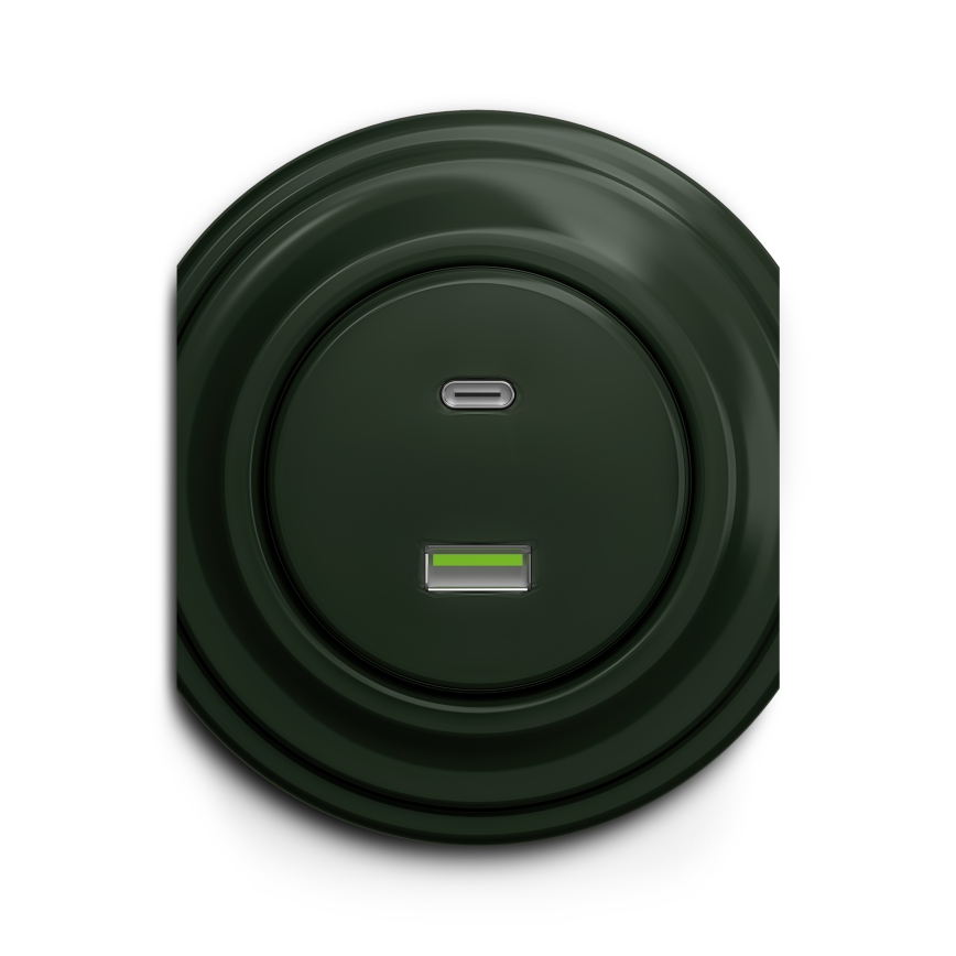 Kliklap - Retro gniazdo USB A+C zielony