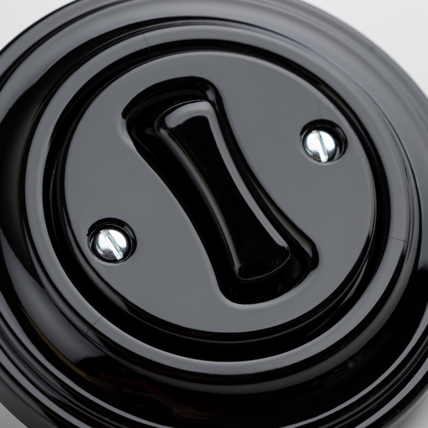 Kliklap - Retro jednobiegunowy włącznik z ramką nr 1, czarny