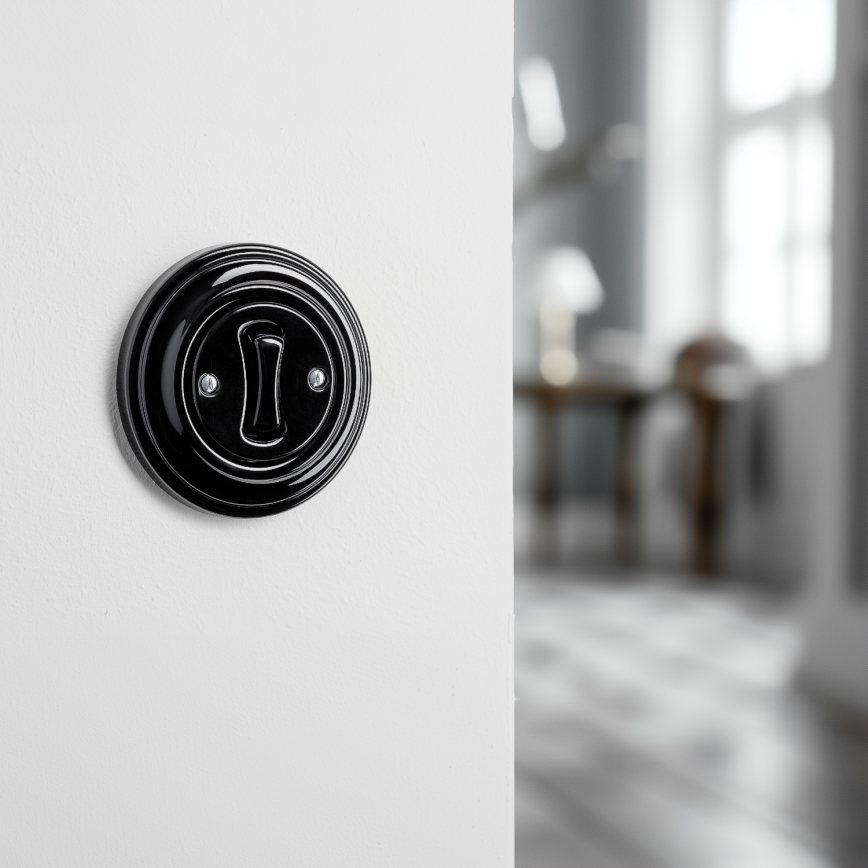 Kliklap - Retro jednobiegunowy włącznik z ramką nr 1, czarny