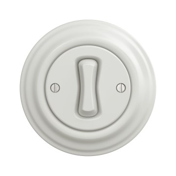 Kliklap - Retro jednobiegunowy włącznik z ramką nr 1, w białym ceramicznym wykończeniu