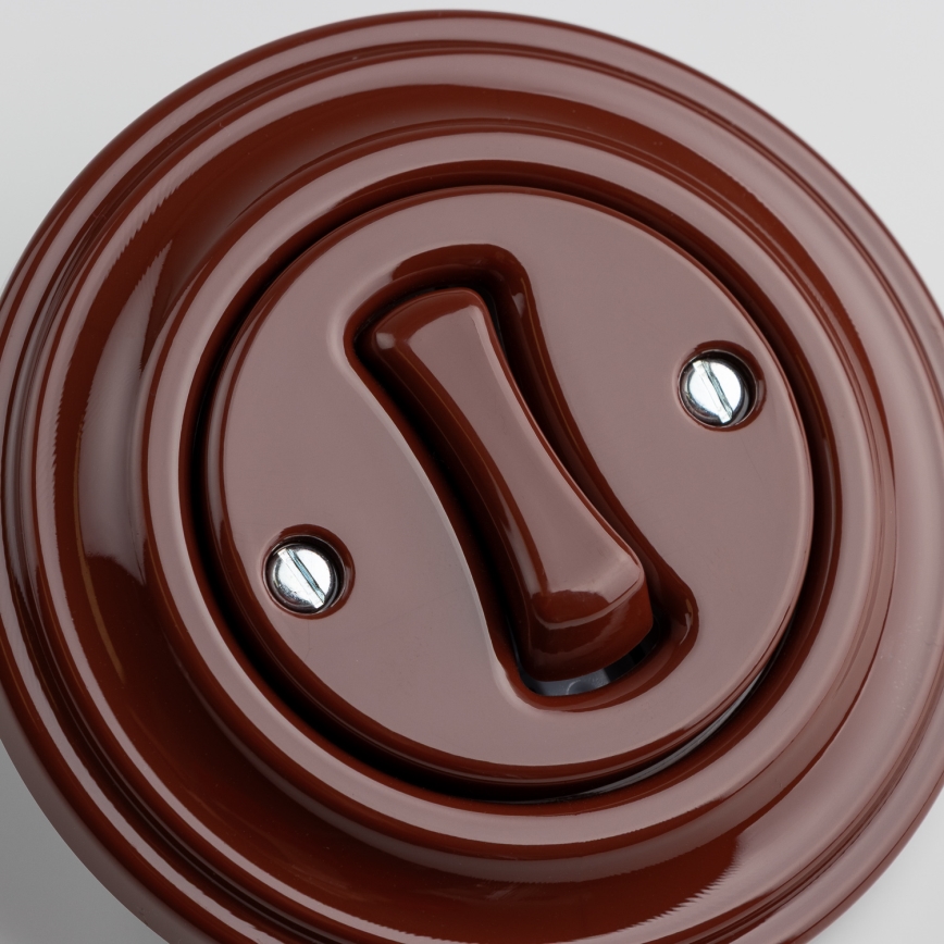 Kliklap - Retro jednobiegunowy wyłącznik z ramką nr 1 brązowy