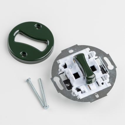 Kliklap - Retro jednobiegunowy wyłącznik z ramką nr 1 zielony