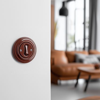 Kliklap - Retro łącznik krzyżowy z ramką nr 7 brązowy