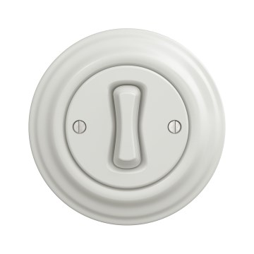 Kliklap - Retro łącznik krzyżowy z ramką nr 7, ceramiczna biel