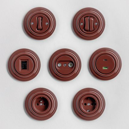 Kliklap - Retro łącznik schodowy z ramką nr 6 brązowy