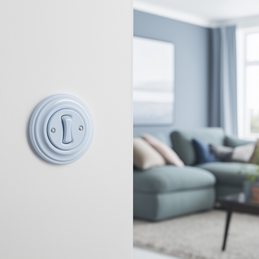 Kliklap - Retro łącznik schodowy z ramką nr 6, kolor niebieski