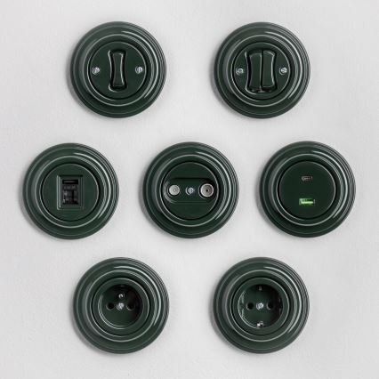 Kliklap - Retro łącznik schodowy z ramką nr 6, zielony