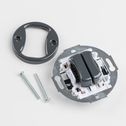 Kliklap - Retro podwójny łącznik schodowy z ramką nr 6+6, antracyt