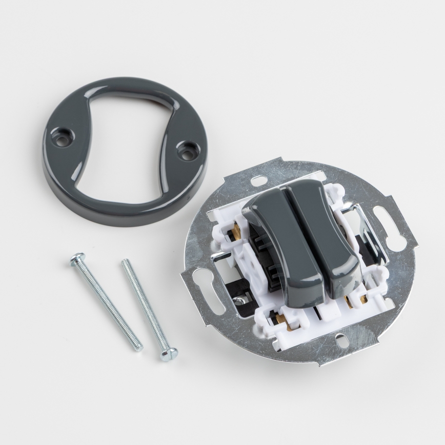 Kliklap - Retro podwójny łącznik schodowy z ramką nr 6+6, antracyt