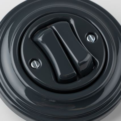 Kliklap - Retro podwójny łącznik schodowy z ramką nr 6+6, antracyt