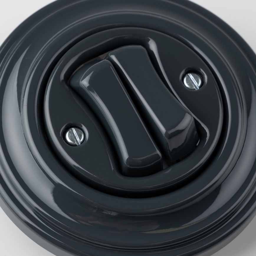 Kliklap - Retro podwójny łącznik schodowy z ramką nr 6+6, antracyt