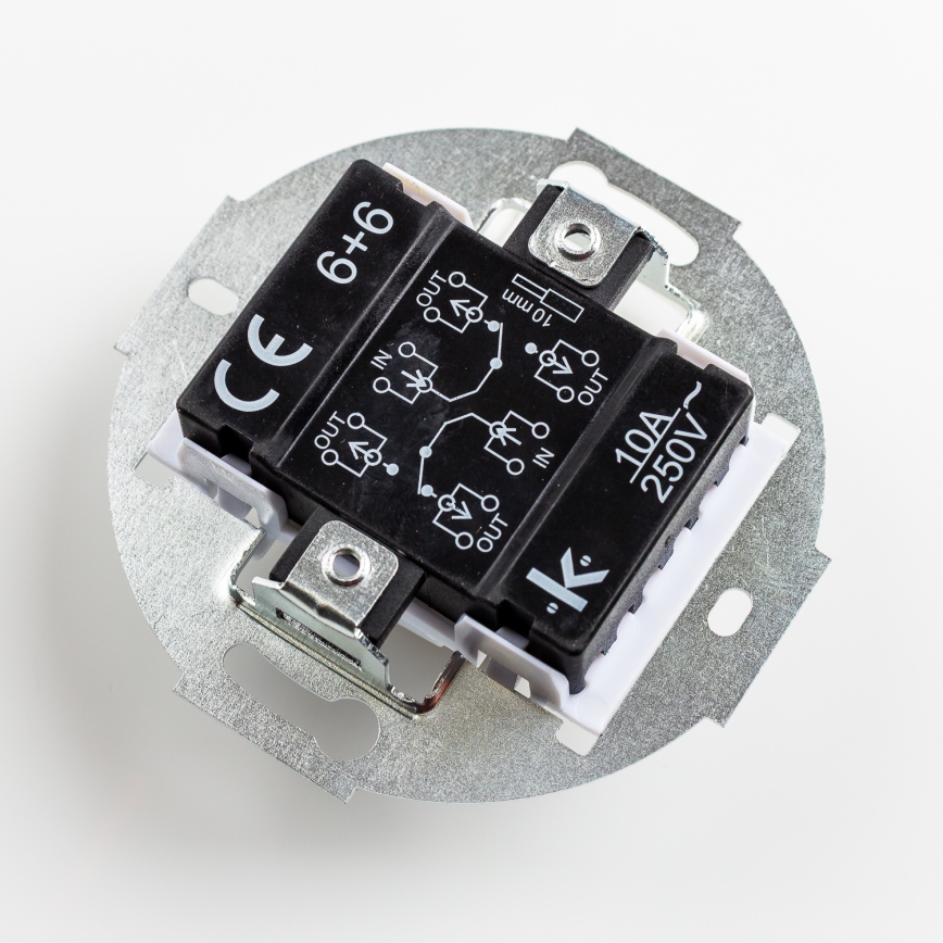 Kliklap - Retro podwójny łącznik schodowy z ramką nr 6+6, szary