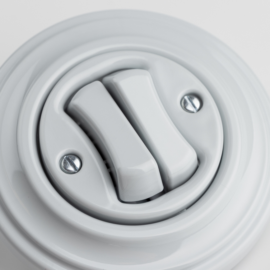 Kliklap - Retro podwójny łącznik schodowy z ramką nr 6+6, szary