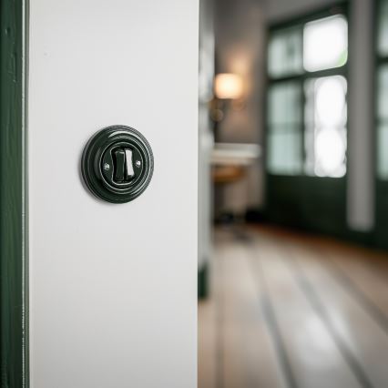 Kliklap - Retro podwójny łącznik schodowy z ramką nr 6+6, zielony