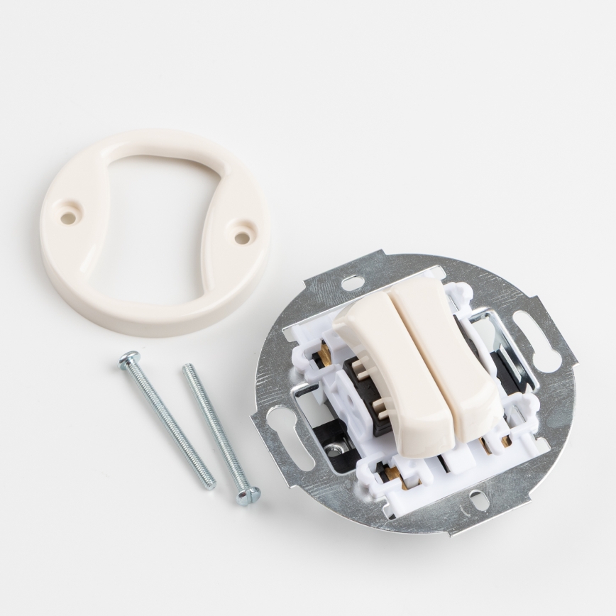 Kliklap - Retro podwójny przycisk z ramką, beżowy