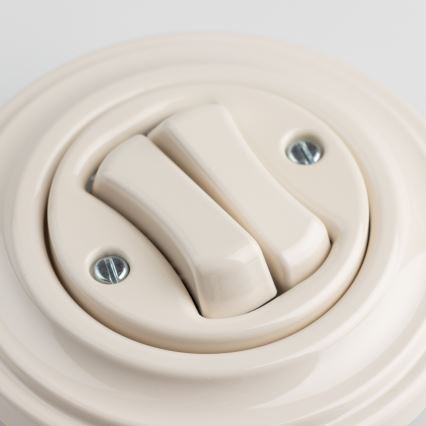 Kliklap - Retro podwójny przycisk z ramką, beżowy