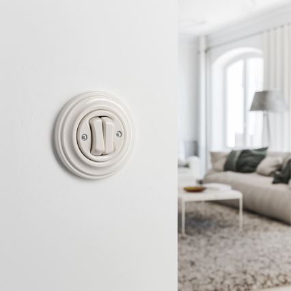 Kliklap - Retro podwójny przycisk z ramką, beżowy