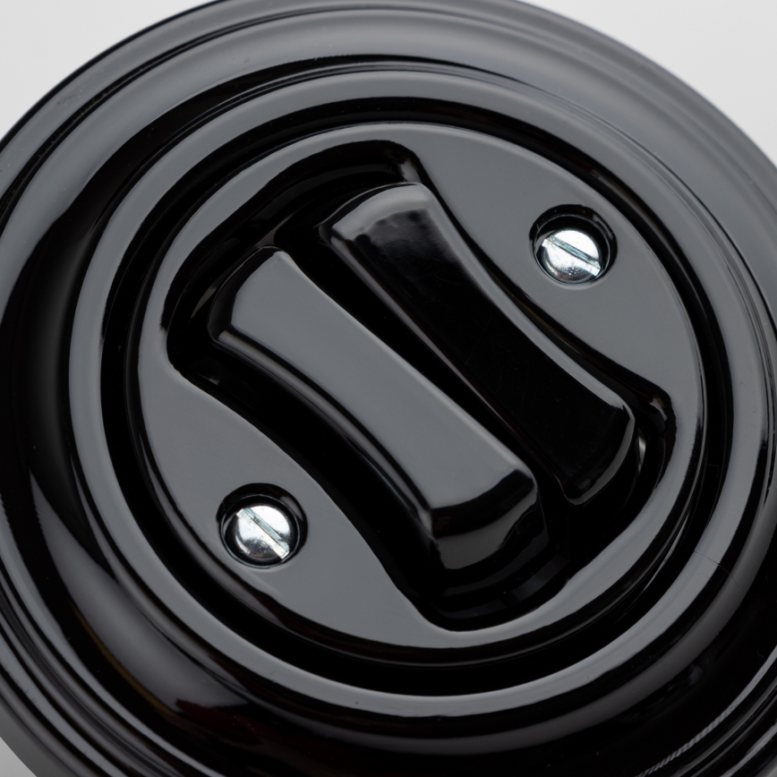 Kliklap - Retro podwójny włącznik schodowy z ramką nr 6+6, czarny