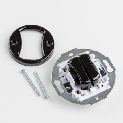 Kliklap - Retro podwójny włącznik w czarnej ramce