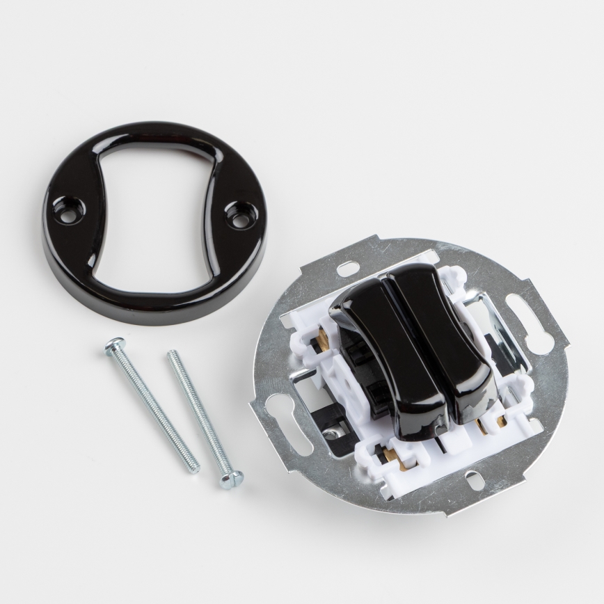 Kliklap - Retro podwójny włącznik w czarnej ramce