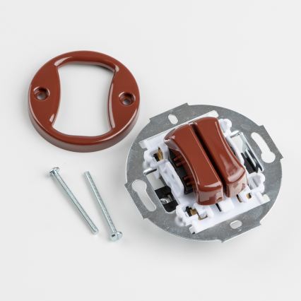 Kliklap - Retro podwójny włącznik w ramce, brązowy