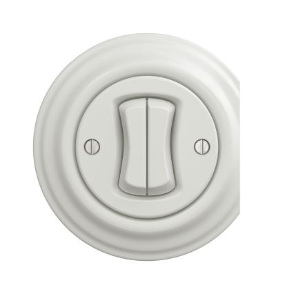 Kliklap - Retro podwójny wyłącznik schodowy nr 6+6 biały