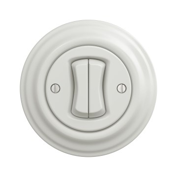 Kliklap - Retro podwójny wyłącznik schodowy z ramką nr 6+6, ceramiczna biel