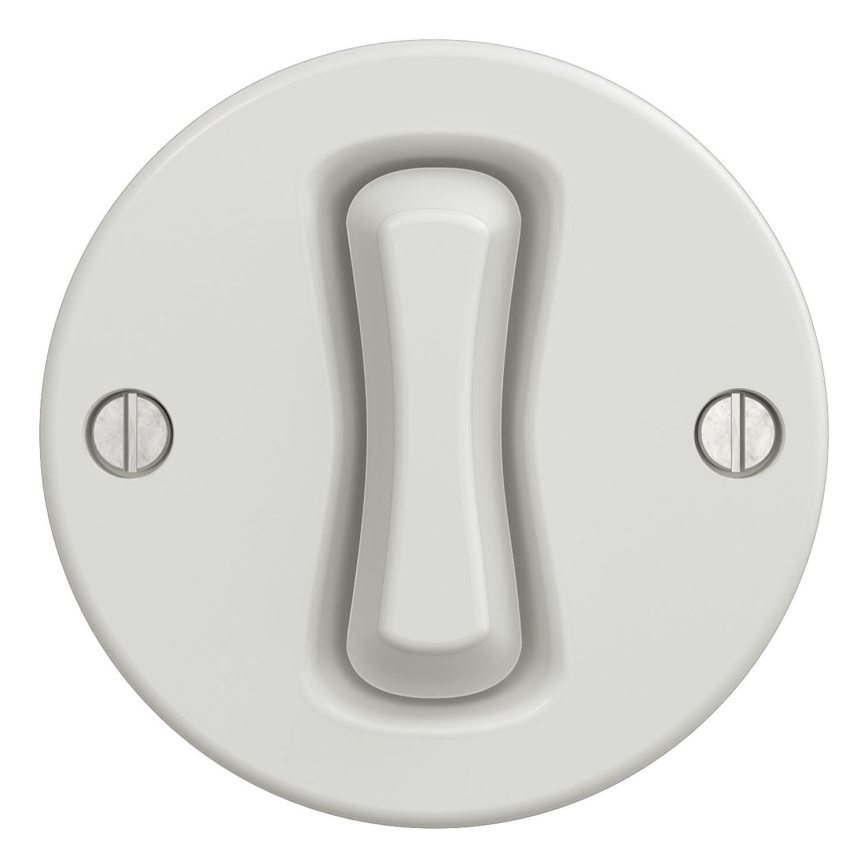 Kliklap - Retro przełącznik schodowy bez ramki nr 6 biały