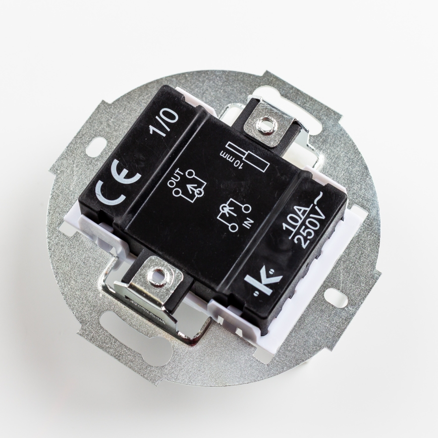 Kliklap - Retro przycisk bez ramki, biały, ceramiczny