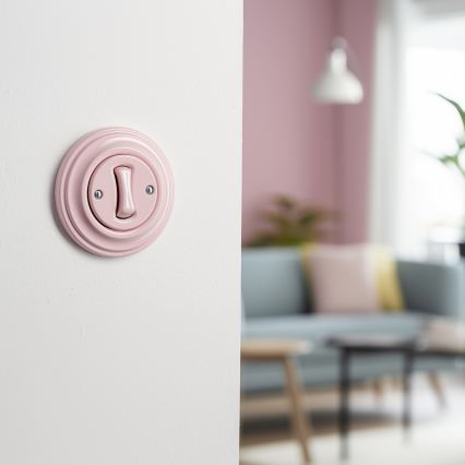 Kliklap - Retro przycisk z ramką staroróżowy