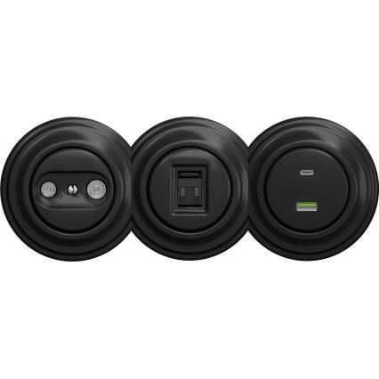 Kliklap - Retro gniazdo USB A+C bez ramki czarne