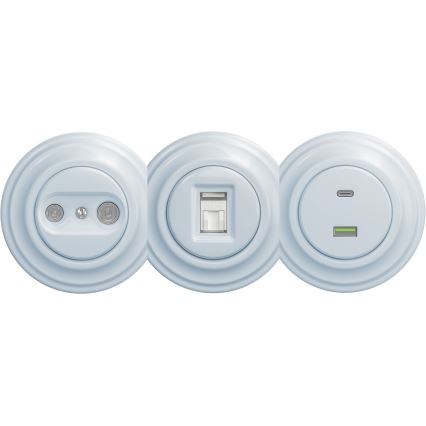 Kliklap - Retro gniazdko USB A+C bez ramki niebieskie