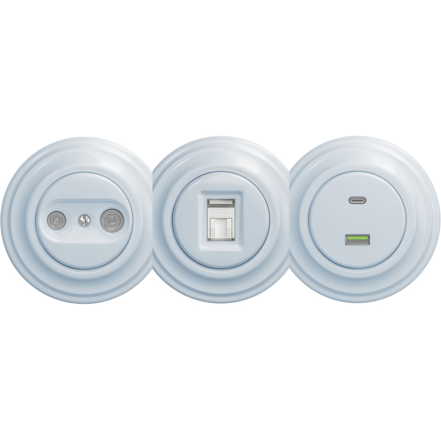Kliklap - Retro gniazdko USB A+C bez ramki niebieskie