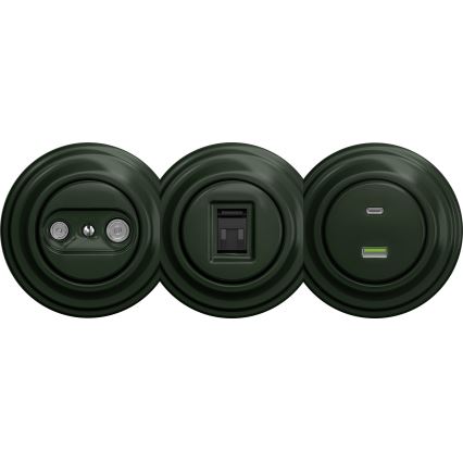 Kliklap - Retro gniazdko USB A+C bez ramki zielone