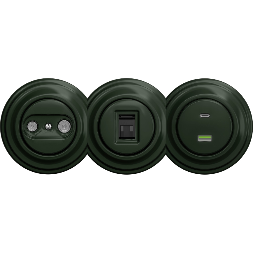 Kliklap - Retro gniazdko USB A+C bez ramki zielone