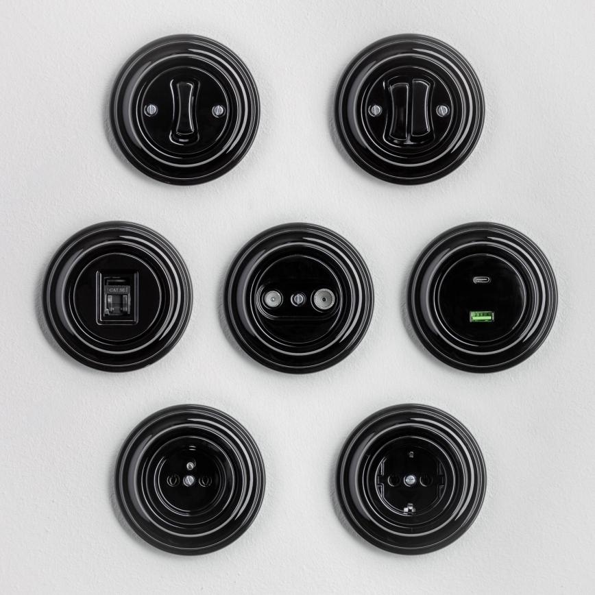 Kliklap - Retro przełącznik schodowy bez ramki nr 6 czarny