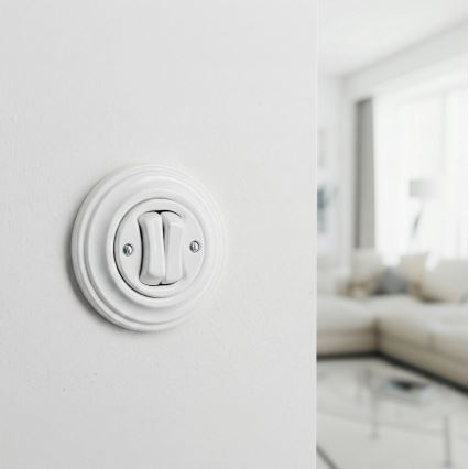 Kliklap - Retro włącznik szeregowy z ramką nr 5, śnieżnobiały