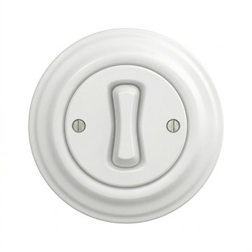 Kliklap - Retro wyłącznik jednobiegunowy z ramką nr 1 śnieżnobiały