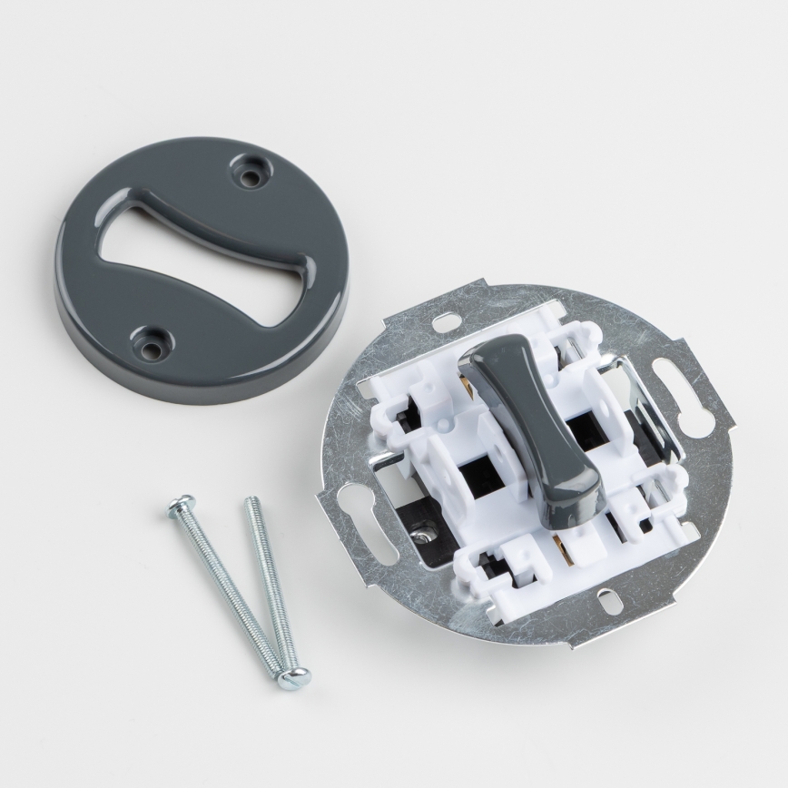 Kliklap - Retro wyłącznik schodowy z ramką nr 6, antracyt