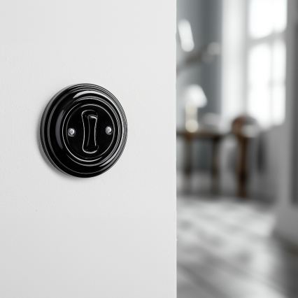 Kliklap - Retro wyłącznik schodowy z ramką nr 6, czarny