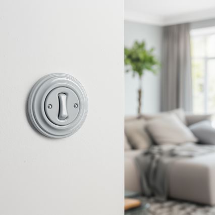 Kliklap - Retro wyłącznik schodowy z ramką nr 6, szary