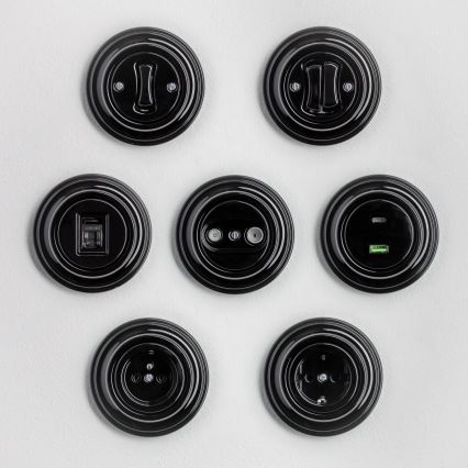 Kliklap - Retro wyłącznik szeregowy z ramką nr 5, czarny