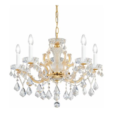 Kolarz 3149.85.3.KoT - Żyrandol kryształowy na łańcuchu MARIA LOUISE 5xE14/40W/230V 24K złoty
