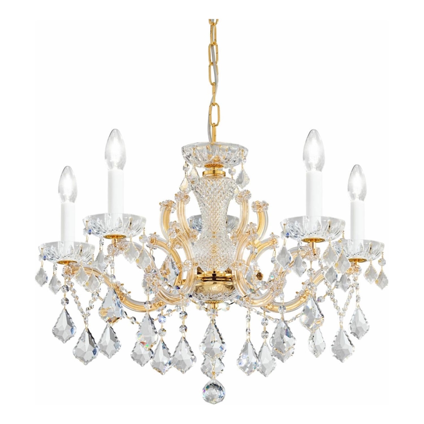 Kolarz 3149.85.3.KoT - Żyrandol kryształowy na łańcuchu MARIA LOUISE 5xE14/40W/230V 24K złoty