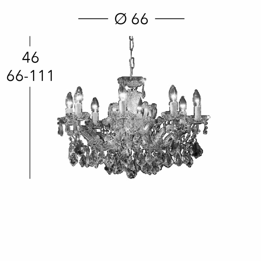 Kolarz 3149.88.3.KoT - Żyrandol kryształowy na łańcuchu MARIA LOUISE 8xE14/40W/230V 24K złoty