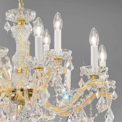 Kolarz 3149.88+4.3.KoT - Żyrandol kryształowy na łańcuchu MARIA LOUISE 12xE14/40W/230V 24K złoty