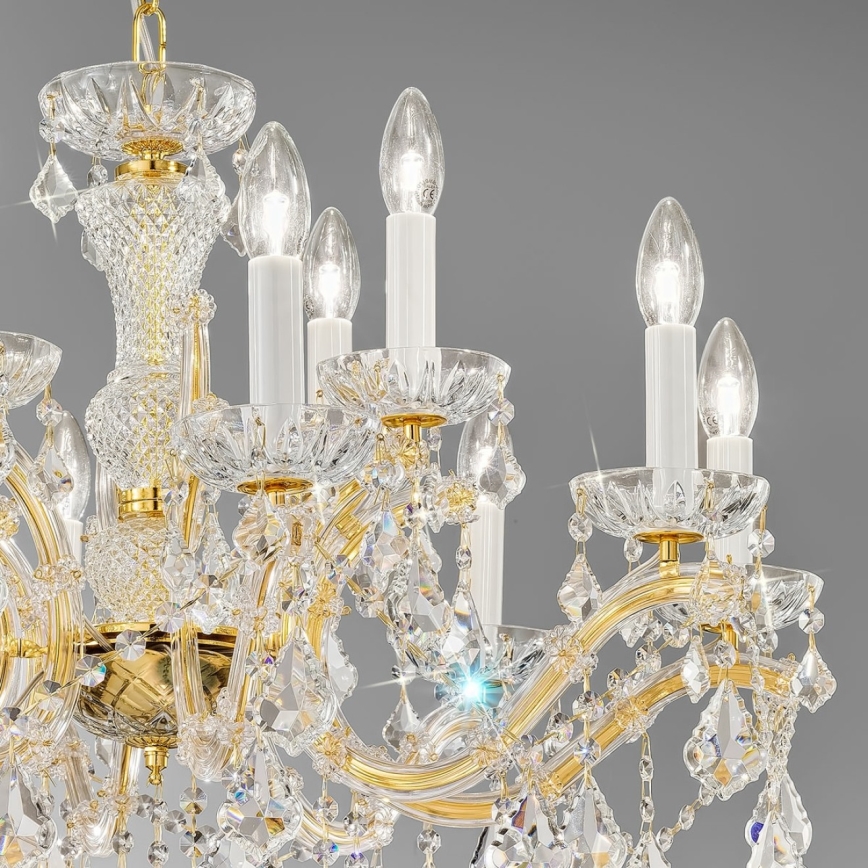 Kolarz 3149.88+4.3.KoT - Żyrandol kryształowy na łańcuchu MARIA LOUISE 12xE14/40W/230V 24K złoty